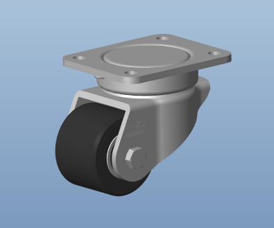 Polyuretánové otočné koliesko 82 mm, plastový disk, príruba 135x110 mm, nosnosť 510 kg.